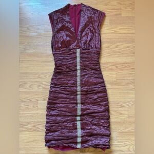Nicole Miller Collection Burgundy Cocktail Dress
